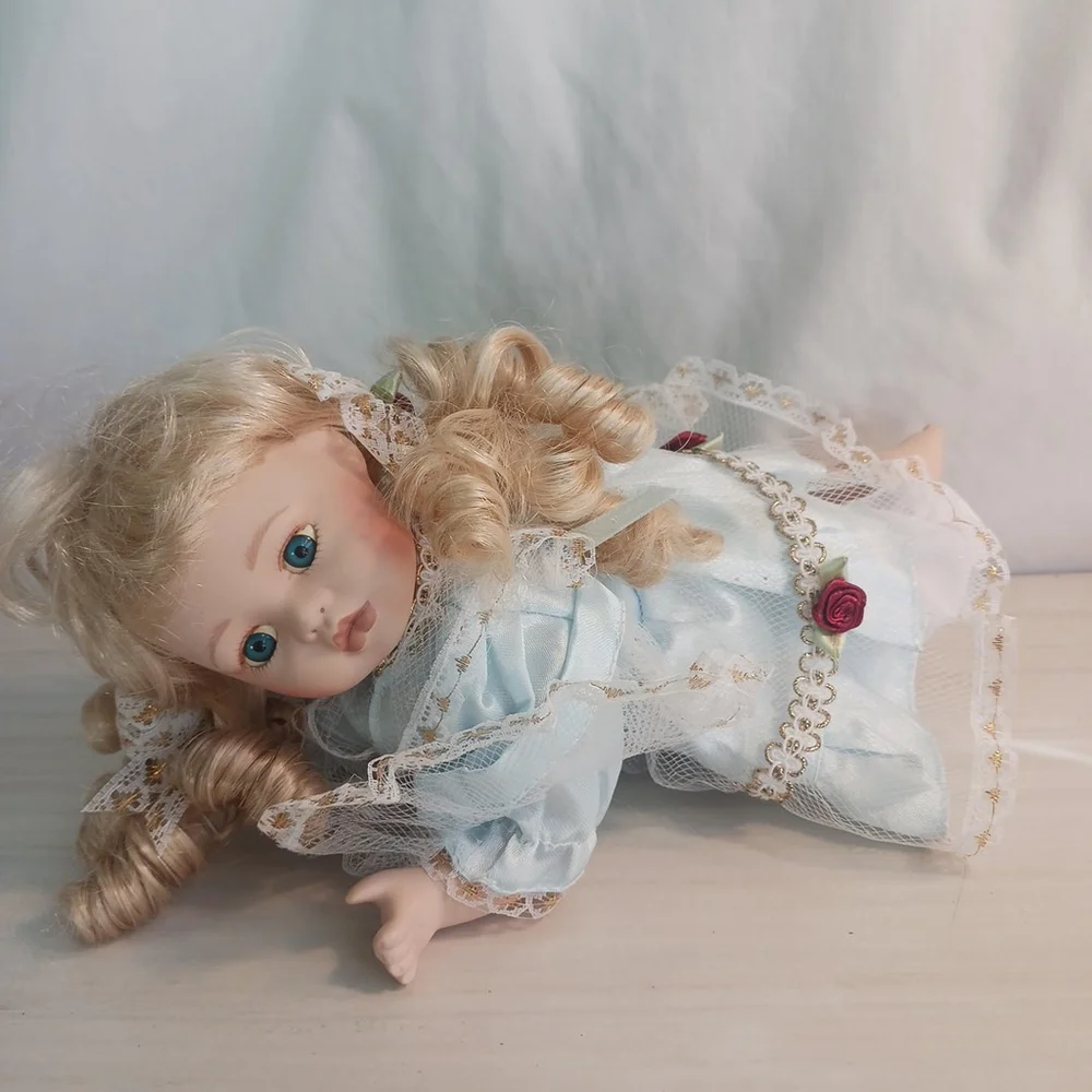 Classical Treasures Blonde Baby Doll Angel Outfit Porcelain